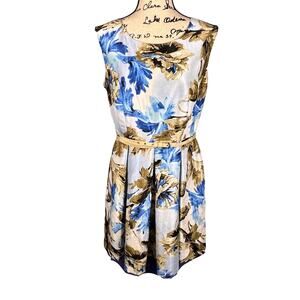 Danny & Nicole Fit And Flare Dress Floral Garden Party Chic Sz 12 Belted